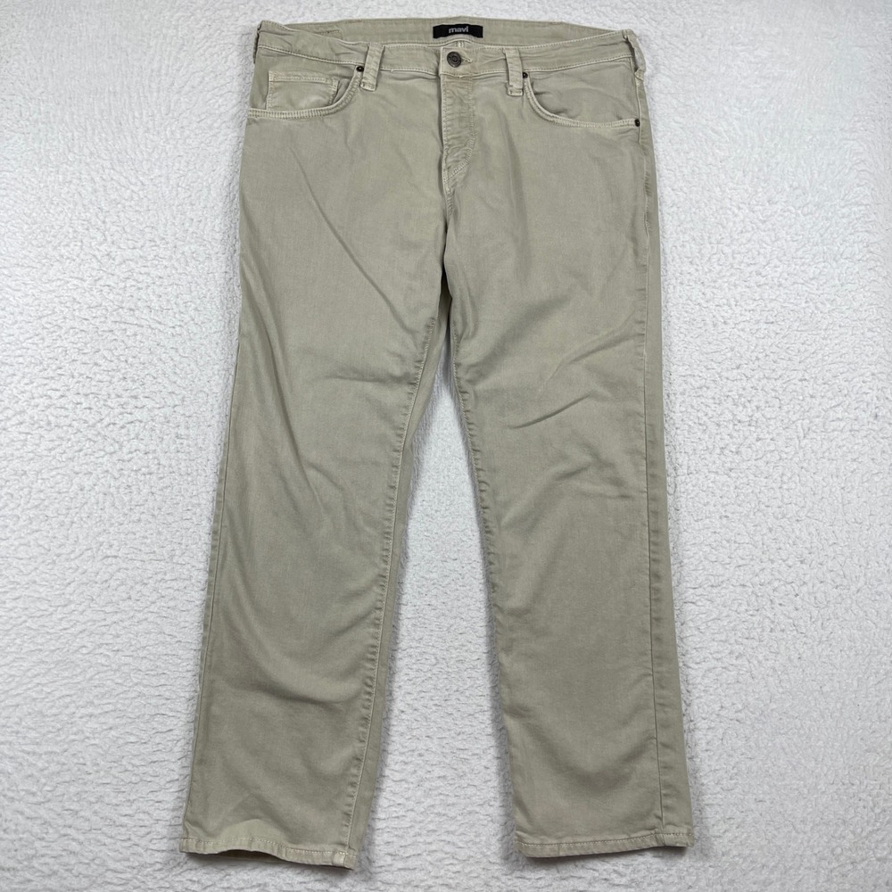 Mavi Jeans Mens 36x28 Khaki Gray Straight Leg Casual Five Pocket Denim Travel